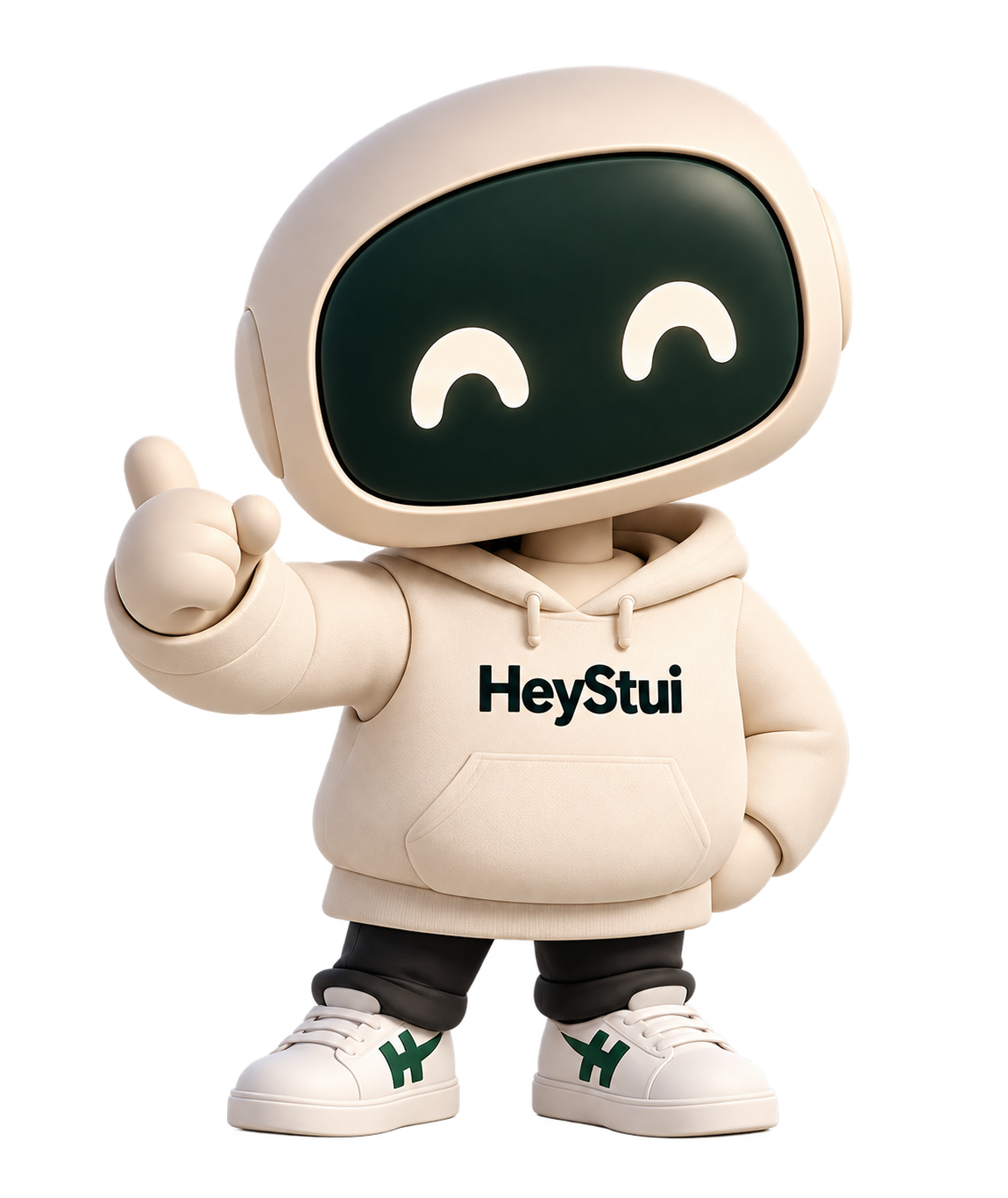 Stui, your smiling business buddy in a HeyStui hoodie, giving a thumbs up.